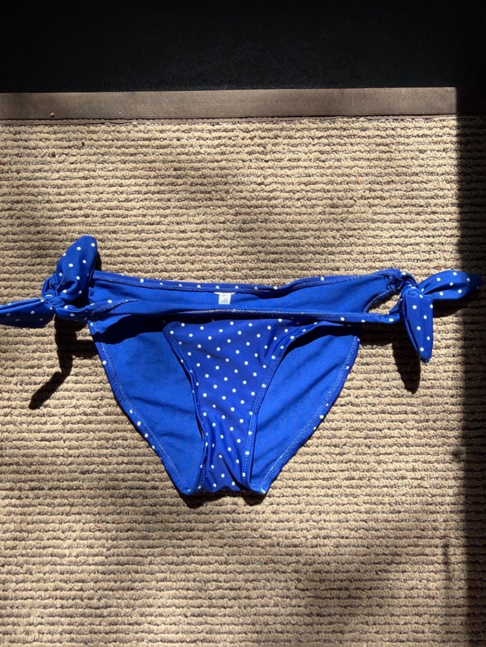 Blue Polka Dot Tie-Side Bikini Bottoms
